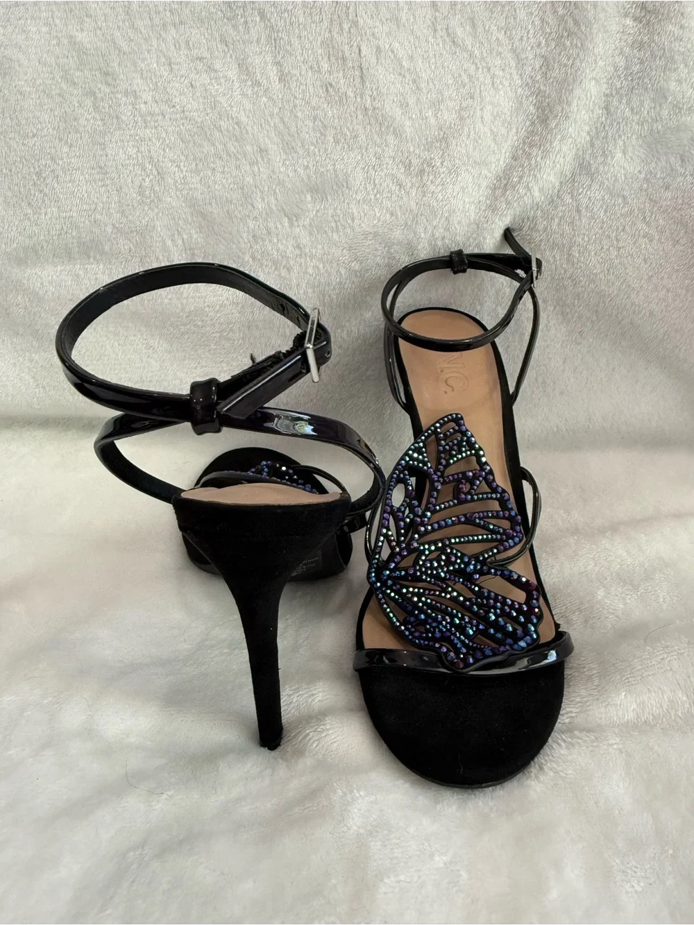 INC Black Butterfly Beaded Heels NWT Whimsigoth Fairycore Size 6.5 - Picture 4 of 7